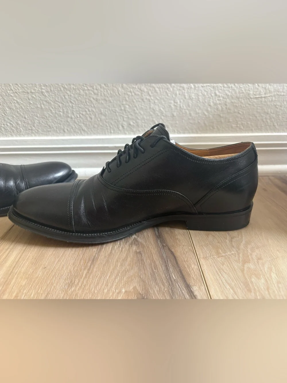 Cole Haan Black Leather Cap-Toe Derby Dress Shoes